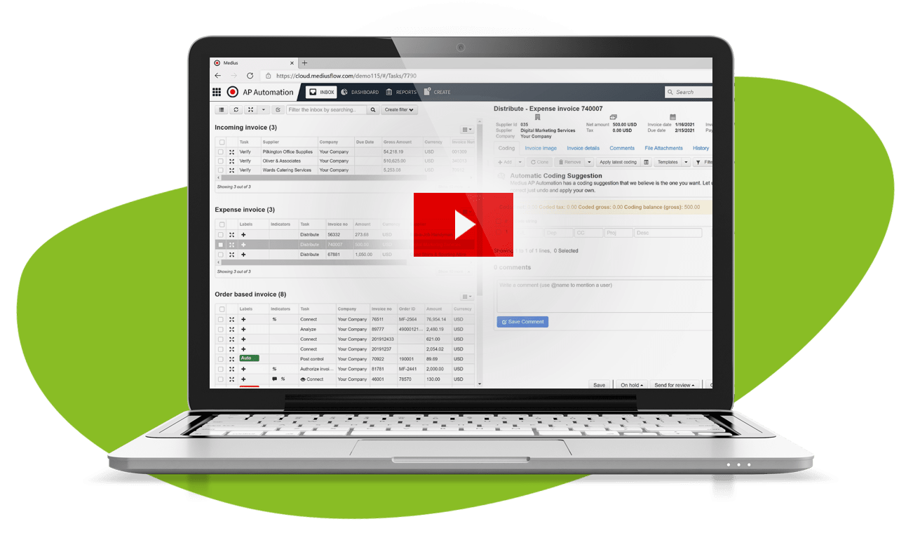 Medius AP Automation produktdemo Card Image